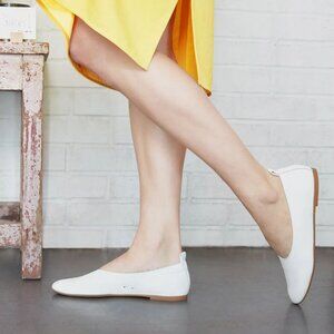 Everlane Italian Leather Day Glove Ballet Flat Shoes Size 11 White NEW